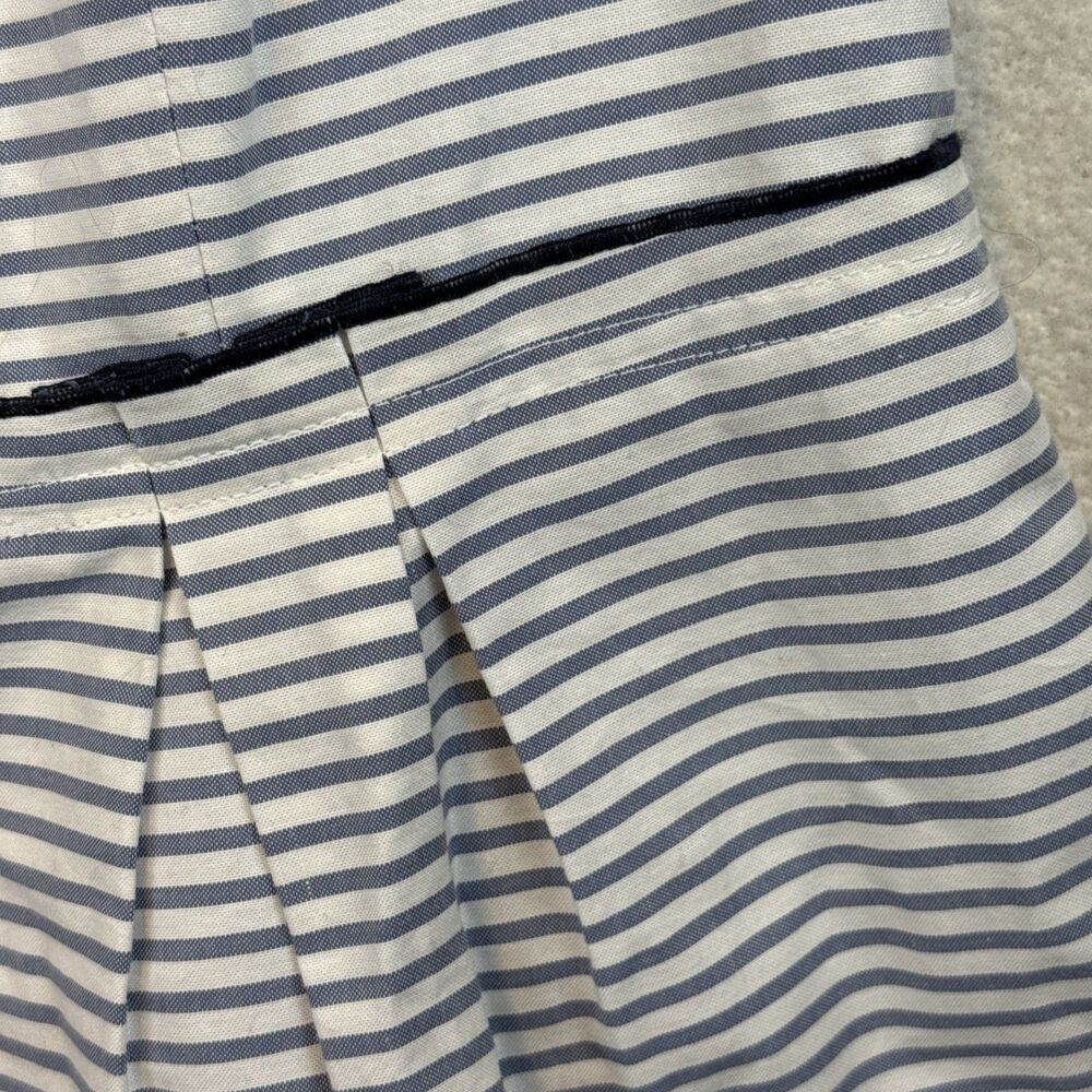 Brooks Brothers Stripe Floral Cut Out Dress 8 Blue White Applique Hem Sleeveless - Picture 7 of 16